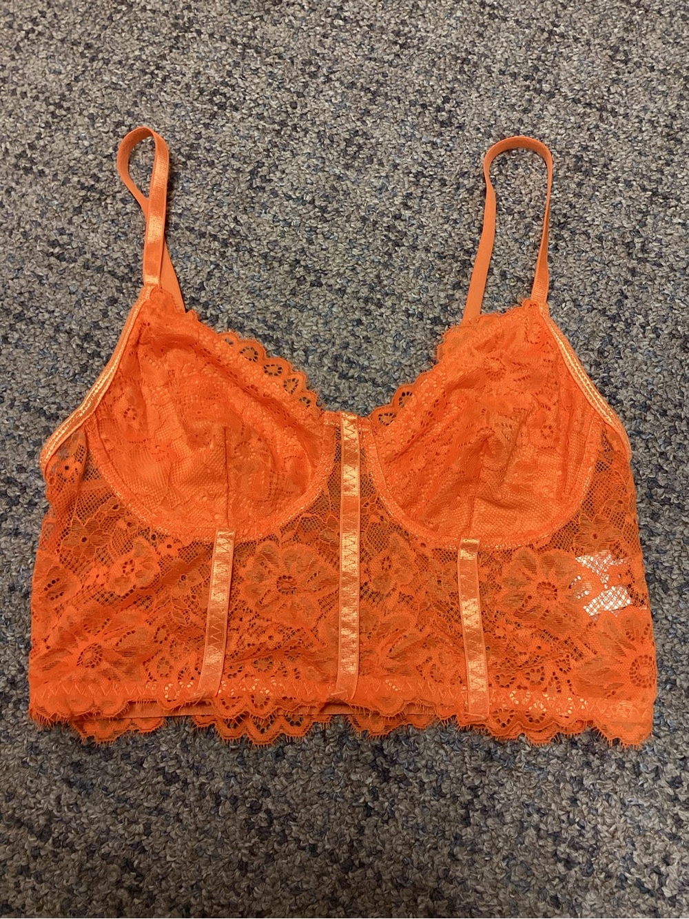 SHEIN Orange Lace Bralette * Size Small * NWOT